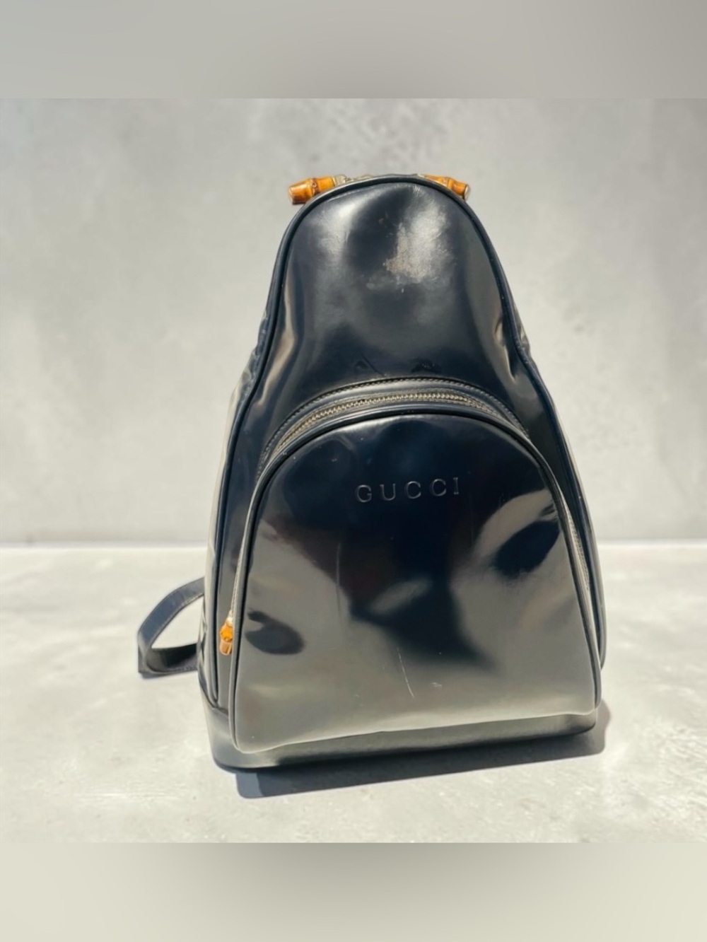 Gucci Bamboo Vintage Blue Patent Leather Sling Bag - Picture 6 of 14